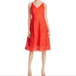 Adelyn Rae Womens Size XS V-Neck Lace Orange Dress